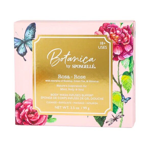 Botanica by Spongelle Body Wash Infused Buffer Sponge in Rose New in Box - Picture 2 of 3